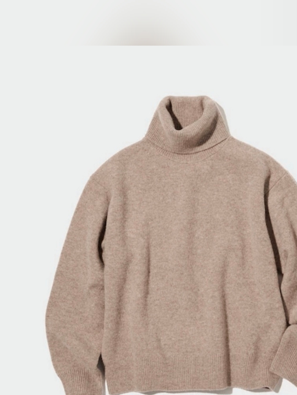 Uniqlo Women's M 100% Wool Roll Turtleneck Sweater Greige Sand Biege